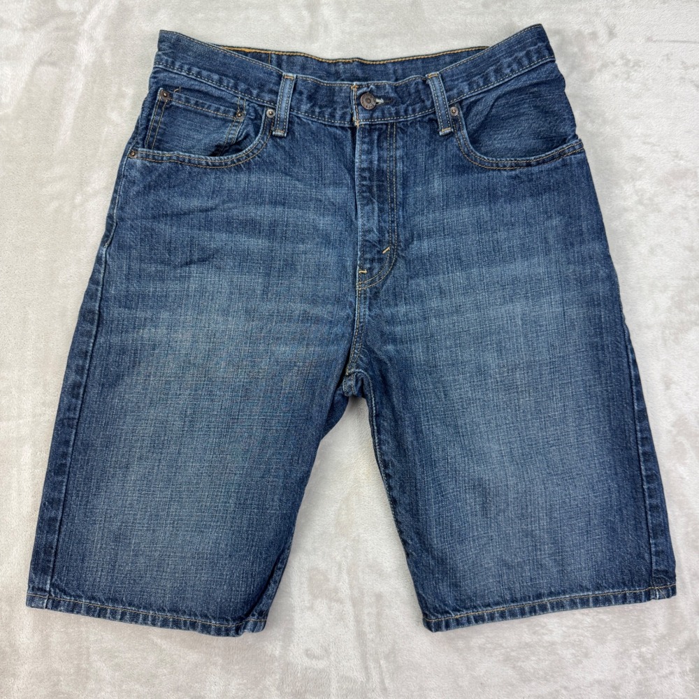 Levi 569 Shorts Mens 32x22 Blue Loose Straight Denim 11" Baggy Y2K Skater Jorts - Picture 2 of 13